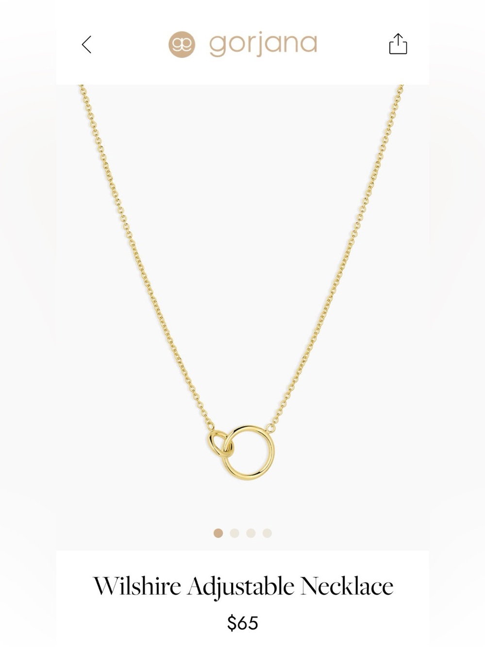 NWT Gorjana Gold Wilshire Interlocking Circle Necklace